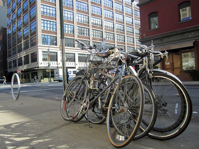 <p>Hudson Square's business improvement district installed 35 new bike racks in the area. Some Upper West Siders feel their neighborhood is also in dire need of bike racks.&nbsp;</p>
