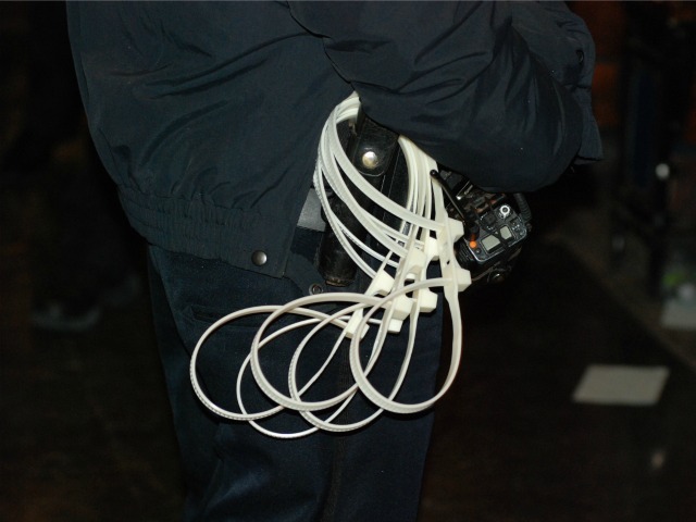 Police carried plastic handcuffs in case of problems.