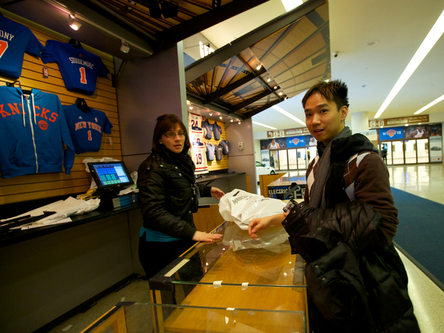 “I just woke up and ran right over here when [I found out] that the jerseys were available,” said Allen Yu, 28, the first to buy the jerseys at the store. “I watch sports but never a crazy fan. Never bought a jersey or any of such.”