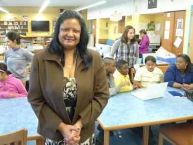Principal Ivelisse Alvarez of P.S. 145, now called the Magnet School for Technology & Multimedia Communication.