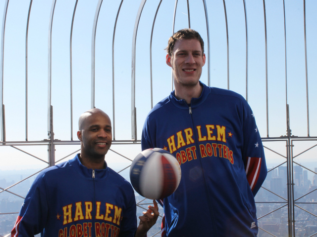 Herbert 'Flight Time' Lang and Paul 'Tiny' Sturgess on top of the Empire State Building.