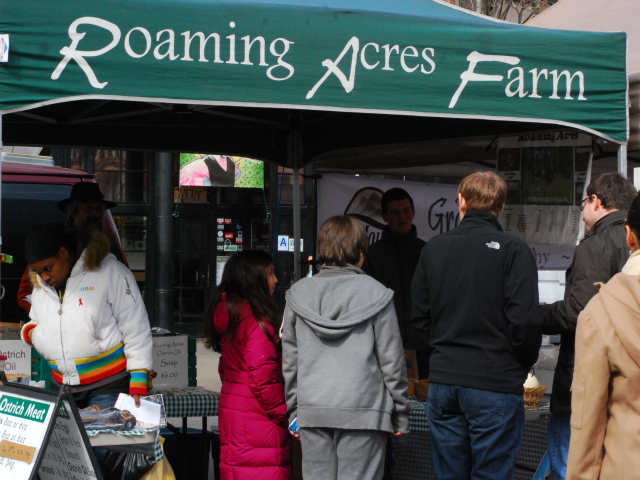 The Roaming Acres Farm stand at the Union Square Market sells the seasonal emu and ostrich eggs.