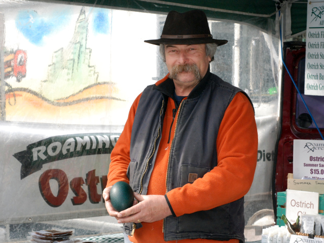 Lou Braxton has been selling the emu eggs for ten years.