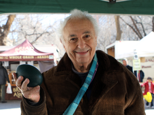 Gianberto Vann, 81, purchases his first emu egg to serve scrambled with shrimp at a dinner party.
