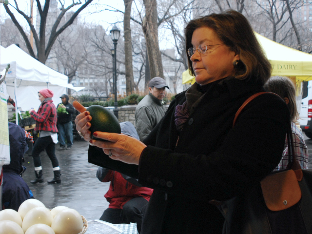 New Jersey resident and artist Grace Palescandolo, 60, enjoys the texture of the black and dark green egg.