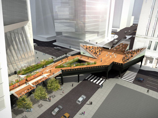 The so-called 'spur' over 10th Avenue will feature theater-style seating for performances.