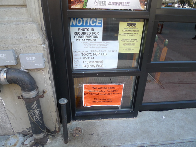 A sign warning patrons that a photo ID is required for the purchase of alcohol appeared in the window of Papasito's after cops closed it down for selling booze to under-age drinkers.