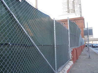 The perimeter along the FDR Drive of the old sanitation facility on East 73rd Street. 