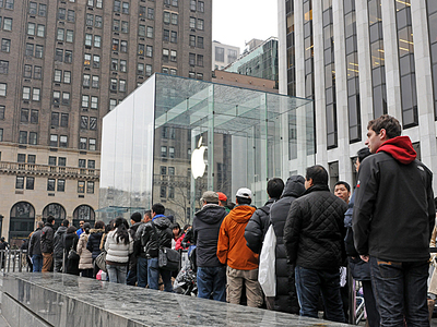 New Yorkers lined up to purchase the iPhone 3 March 16, 2012. 