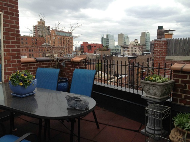 The terrace at 571 Hudson St., 6D, was a big selling point, the broker said. 