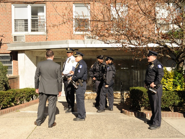 Cops at 3395 Nostrand Avenue, where Sergey Mamonov, 49, allegedly killed Aleksandr Zilbergleyt, 55.