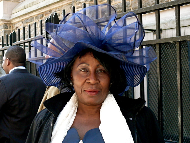 Genieve in cobalt blue soft brim with volume details trimmed with sequins.