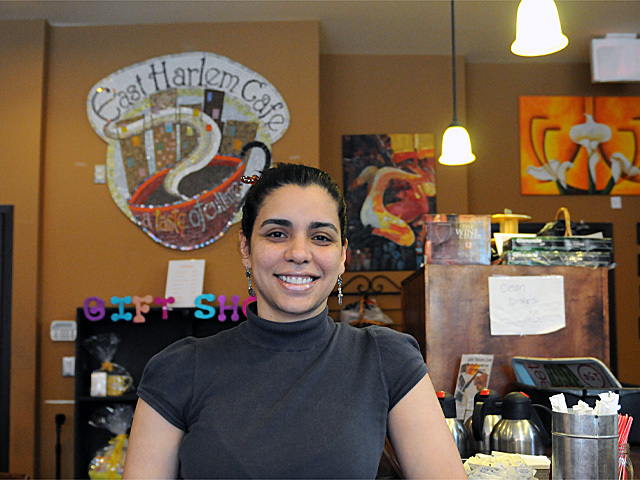 <p>Owner Michelle Cruz in the East Harlem Cafe on April, 18, 2012.</p>
