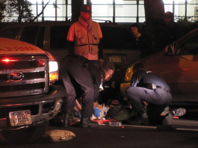 A pedestrian was struck on the Lower East Side on April 19, 2012, on East Broadway.