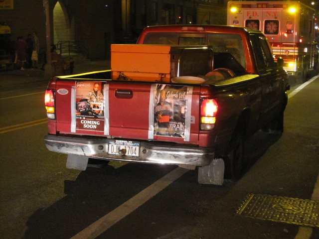 The pickup that struck the pedestrian, its driver and witnesses said.
