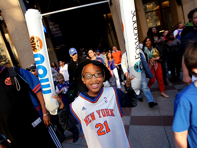 G. Edward Bell, 9 from Danbury, Conneticut was overjoyed after the New York Knicks defeated the Miami Heat Sunday afternoon saying, 
