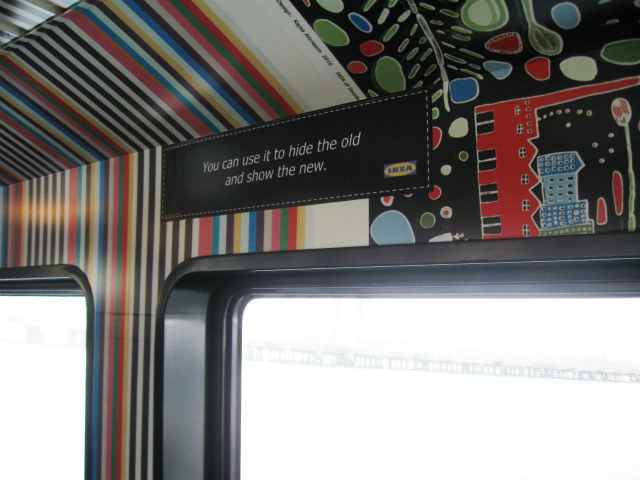 Interspersed through the cabin of the water taxi are inspiration slogans. 