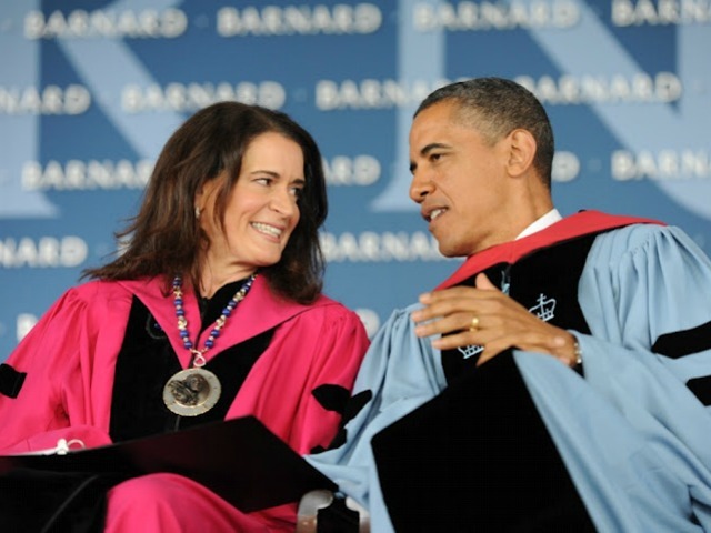 Barnard President Debora L. Spar and President Barack Obama.