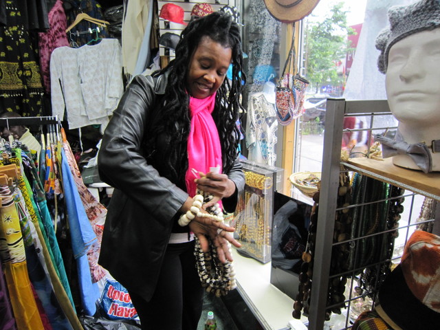 <p>Lioness Brown, a chef, said she hopes Kaarta Imports African Fabrics remains on 125th Street where EDC is planning to redevelop a garage. "He's a landmark. This is part of the culture in Harlem. Without stores like this, it doesn't feel like 125th Street," said Brown.</p>

