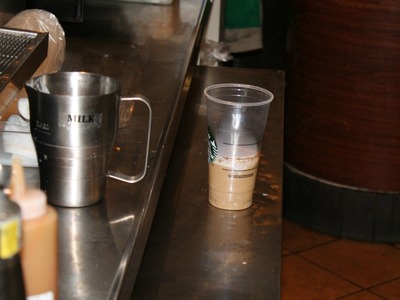 A venti Frappuccino, after milk is added to the coffee base. Starbucks employees said there was no way the drink approached 50 percent milk.