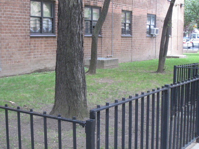 One of the spots where where residents reported seeing another AC unit fall several years ago.