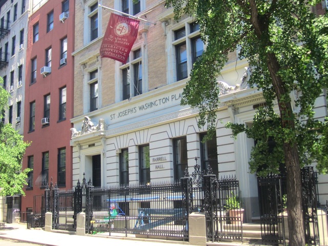 The school is located on Washington Place in Greenwich Village, just west of Sixth Avenue.