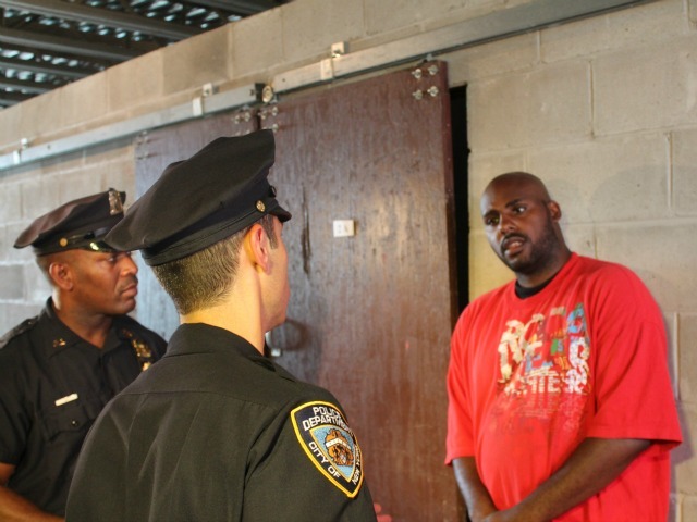 <p>During a police training exercise, two police officers stop an actor playing a man who says he's been locked out of his NYCHA unit.</p>
