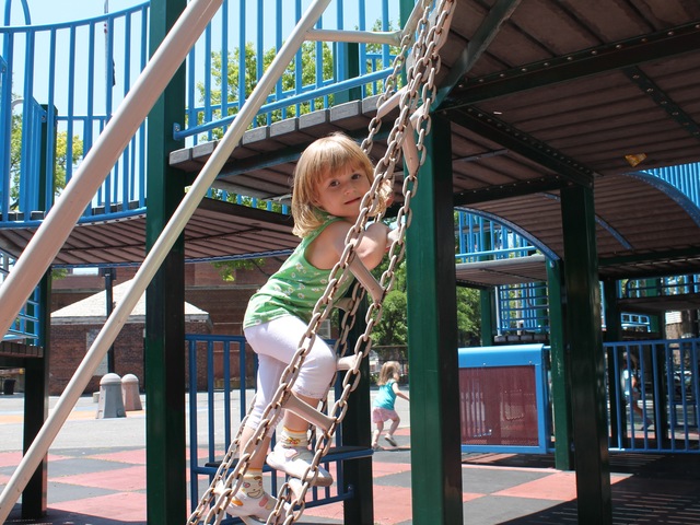 3-year old daughter Samantha often plays at Dutch Kills playground.