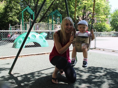 Asia Galej and her 13-month old son, Stefan, at Queensview Playground.
