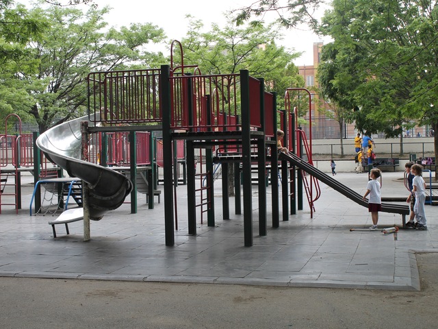 Astoria Heights Playground has many climbing structures and slides.