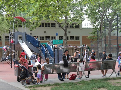 It gets crowded sometimes at Athens Square Playground
