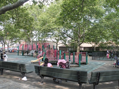 Van Alst Playground has lots of trees, which provide shade. 