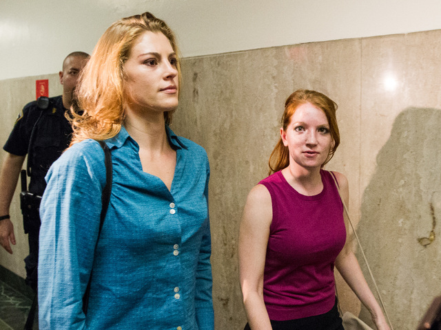 Jaynie Mae Baker enters Manhattan Supreme Court with her sister Jessica on June 29th, 2012.