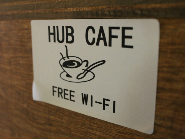 Patrons have access to free wireless internet at the Hub Kitchen and Café.