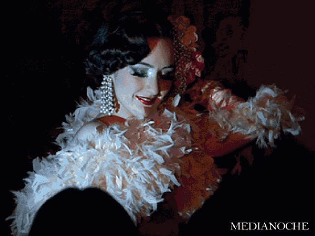 <p>A burlesque performer at TriBeCa's Duane Park.</p>
