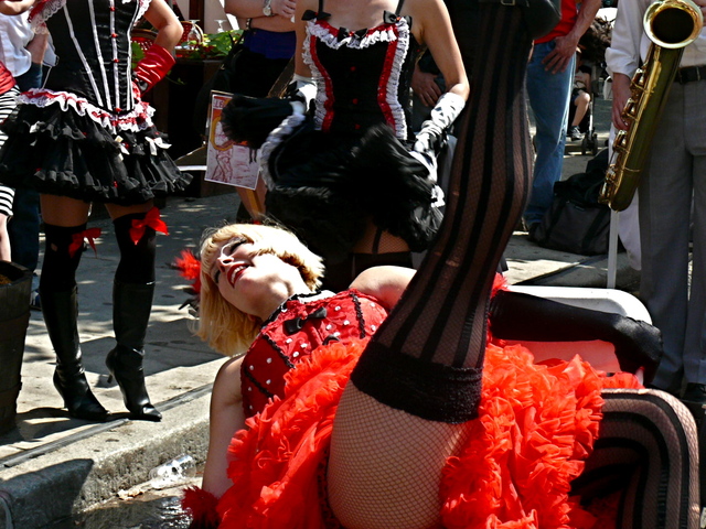 One of the can-can dancers.