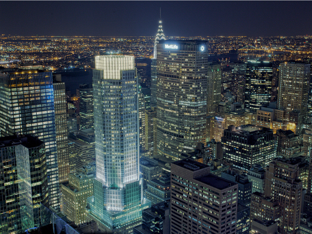 <p>The areas around Grand Central Terminal will have lower zoning regulations than the area immediately surrounding the transit hub. But some buildings could still rise as tall as 383 Madison Ave. (with the illuminated crown), which has 47 stories.</p>
