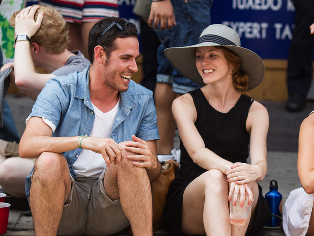 A couple enjoys Bastille Day celebrations in Brooklyn on July 15th, 2012.
