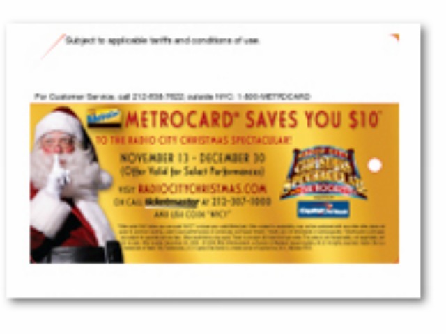 A holiday-themed MetroCard ad.
