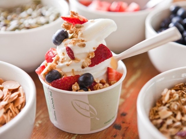 The new walk-up window will serve organic frozen yogurt.