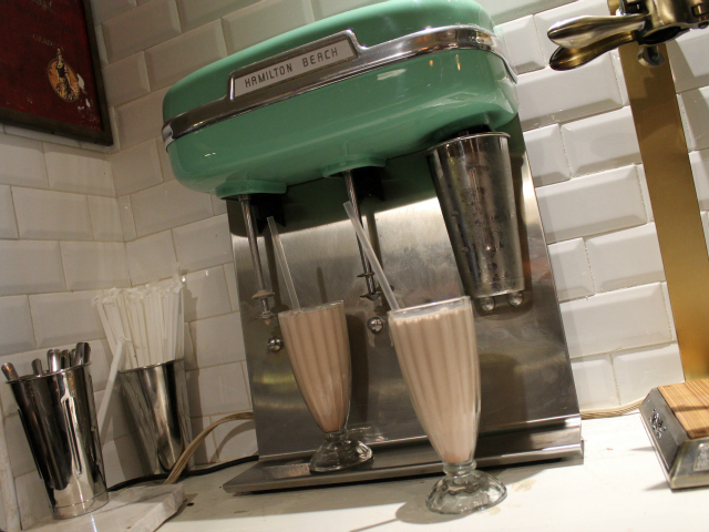 Chocolate milkshakes made on an old-fashioned machine at Grandma's House. 