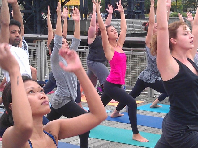 Free yoga along the Hudson River. 