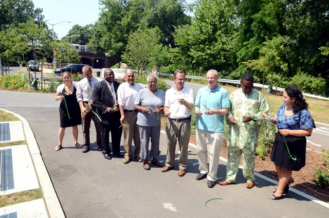 City Parks officials and Bronx leaders cut the ribbon on the new construction at Shoelace Park on Wednesday, July 18.