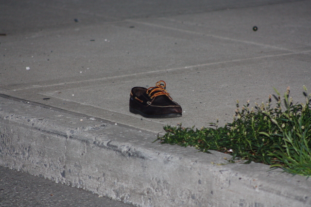 A lone shoe at the scene of a July 22, 2012 car accident in Queens.