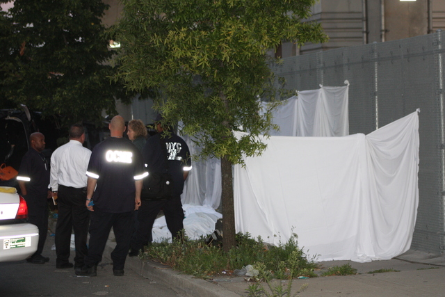 Cops block the area where five died July 22, 2012 car accident on Atlantic Avenue.