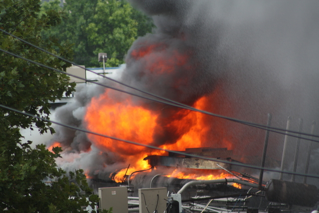 A five alarm blaze broke out at 3250 Fulton St. Monday afternoon.