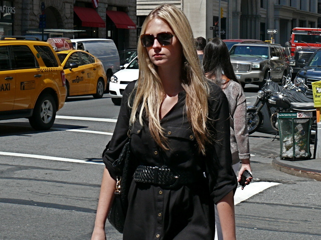 Details of modern retro chic of a leggy shirtwaist dress with Nico- Chelsea Girl styling 