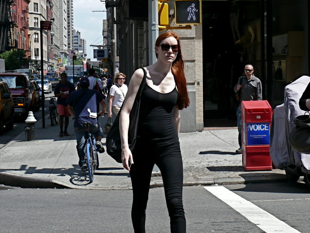 Classic New York Chelsea Girl looks in fitted knits with an all in one vibe on Fifth Avenue.