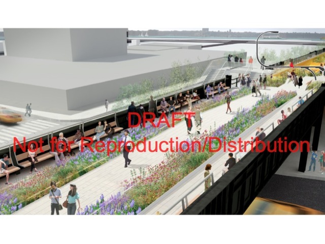 A rendering of the High Line's bridge over 11th Avenue.
