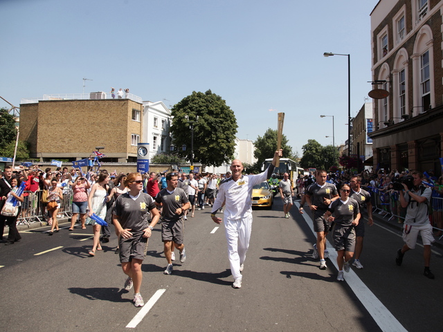 The Olympic Torch journeys in anticipation of the 2012 summer Olympics, held in London.
